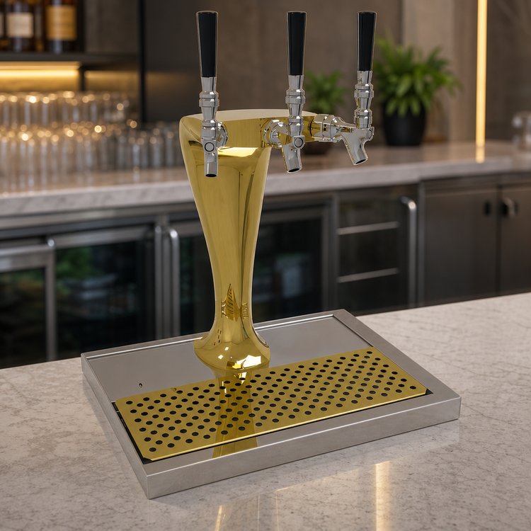 Product image #4 for Glastender Cobra 3-Faucet Countertop Glycol-Cooled Draft Dispensing Tower, Gold Finish