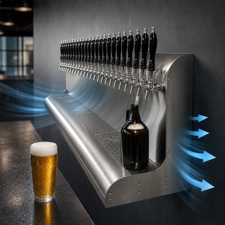 Product image #4 for Perlick 3076-28 Modular Wall Mount Air Cooled Draft Beer Dispensing Tower with 28 Faucets