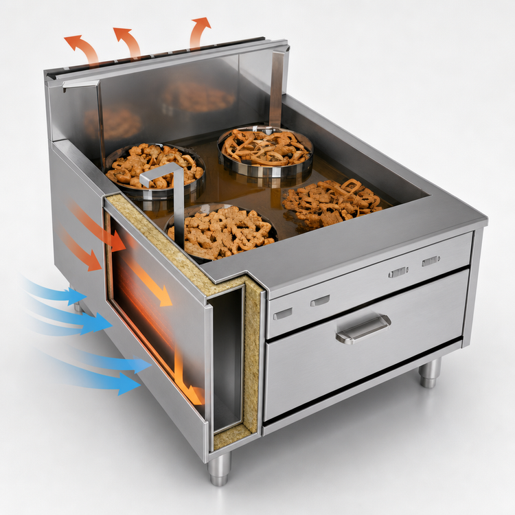 Product image #4 for Comstock-Castle 23-Inch Flat-Bottom Countertop Gas Funnel Cake/Doughnut Fryer, 20-25 lb Fat Capacity, 50,000 BTU