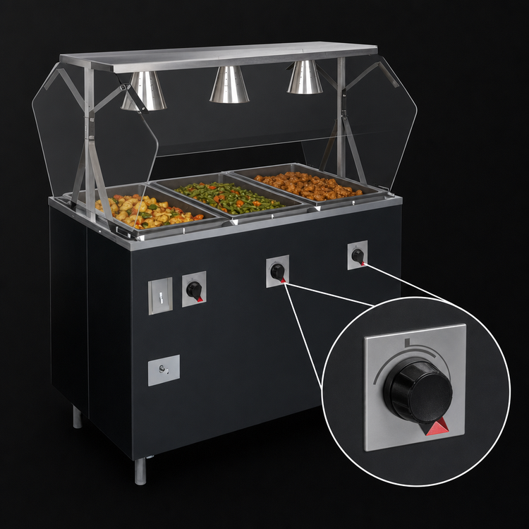 Product image #4 for Vollrath 2-Series Affordable Portable Deluxe 4-Well Mobile Hot Food Station with Buffet-Style Breath Guard
