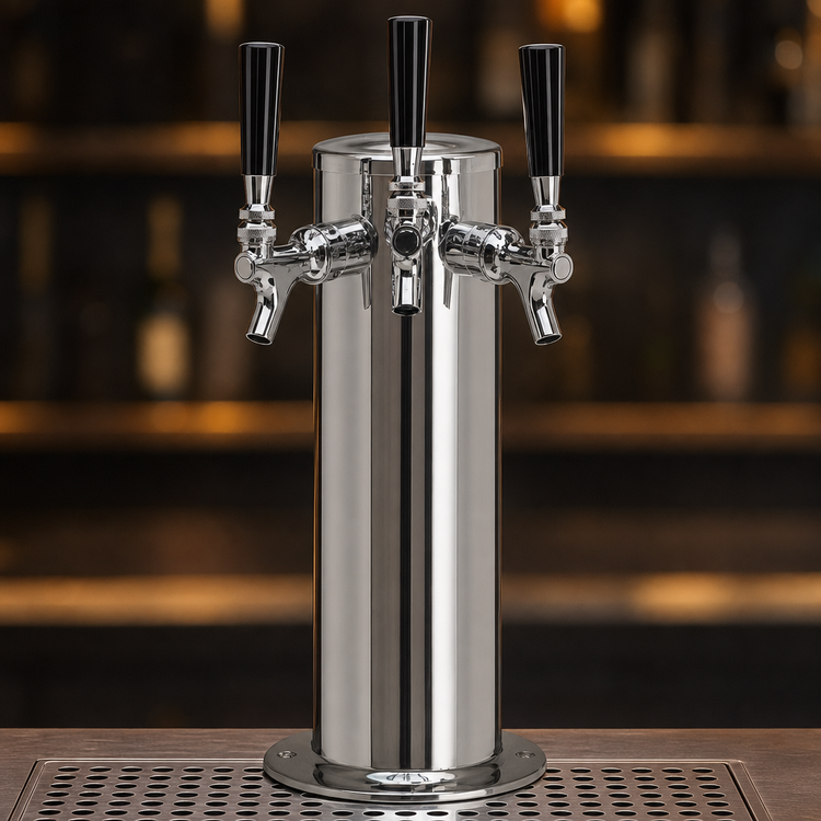 Product image #4 for Micro Matic USA 3-Faucet Air-Cooled Countertop Column Draft Beer Tower, Polished Stainless Steel