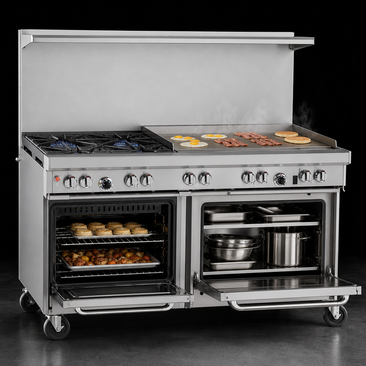 Product image #4 for Southbend Ultimate 60-Inch Gas Restaurant Range with 4 Star/Sauté Burners, 36-Inch Griddle, Standard Oven and Cabinet Base