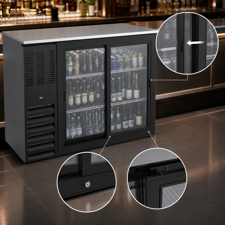 Product image #4 for Beverage-Air 58-Inch Two-Section Food-Rated Back Bar Refrigerator with Sliding Glass Doors
