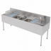 Thumbnail image #5 for Top Shelf TSF84M3-DB Three-Compartment Underbar Sink Unit with Dual Drainboards and Backsplash, 84 Inch x 24 Inch