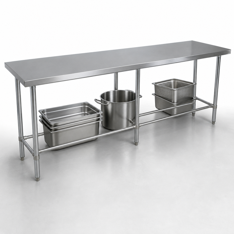 Product image #4 for BK Resources 84-Inch x 24-Inch Open Base Flat Top Stainless Steel Work Table