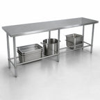 Thumbnail image #4 for BK Resources SVTOB-8424 84 x 24 in Open-Base Stainless Steel Work Table, 18-Gauge 430 Top, Adjustable Feet