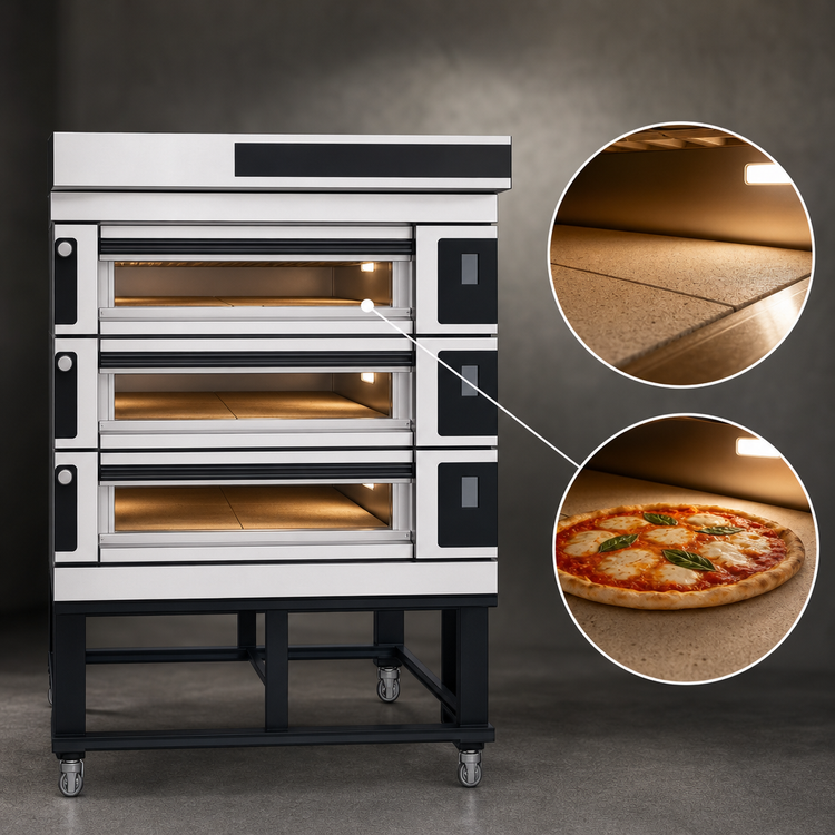 Product image #4 for Moretti Forni serieS Evolution S105E 3-Deck Modular Electric Pizza Deck Oven with Refractory Stone Decks and Stand