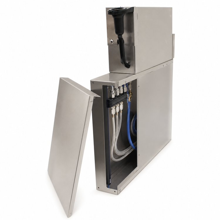 Product image #4 for Advance Tabco Underbar Basics Stainless Steel Soda Gun Holder with Backsplash and Removable Cover