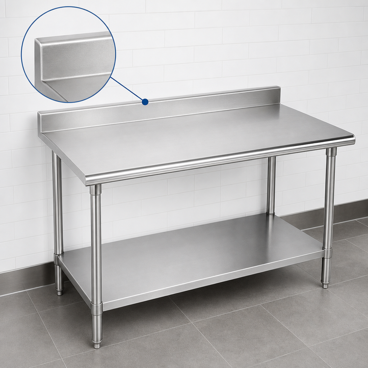 Product image #4 for Advance Tabco Premium Series Stainless Steel Work Table with 5-Inch Backsplash and Adjustable Undershelf, 84 x 24 Inches