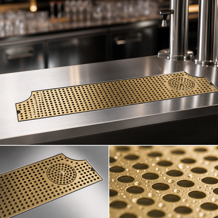 Product image #4 for 34-Inch Surface-Mount Stainless Steel Drip Tray Trough with Integral Glass Rinser