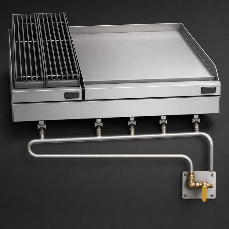Product image #4 for Comstock-Castle 42 Inch Countertop Gas Char-Broiler/Griddle Combination with 30 Inch Griddle and 12 Inch Broiler, 105,000 BTU