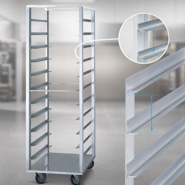 Product image #4 for Dinex Roll-In Aluminum Angle Rack, 18 Sheet Pan Capacity for 18 x 26 Inch Sheet Pans