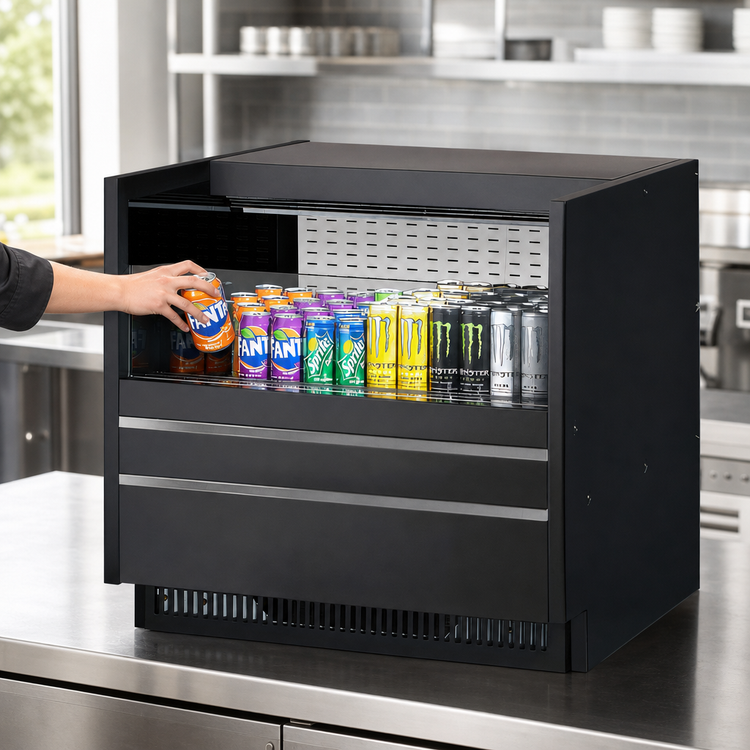 Product image #5 for Turbo Air TOM-36UC-W(B)-N 36-Inch Drop-In Horizontal Open Refrigerated Display Case, 5 Cu. Ft., Low Profile