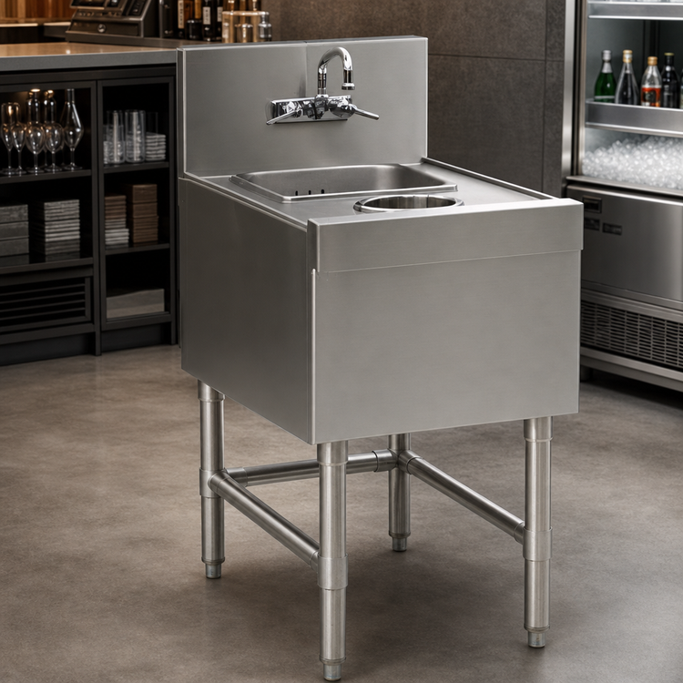 Product image #4 for Spec-Bar Underbar Wet Waste Sink with Dry Waste Chute, 18 x 24 Inches, Stainless Steel