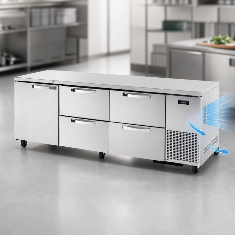 Product image #4 for True SPEC Series Deep Undercounter Refrigerator, 93.25-Inch Wide, 1 Door and 4 Drawers