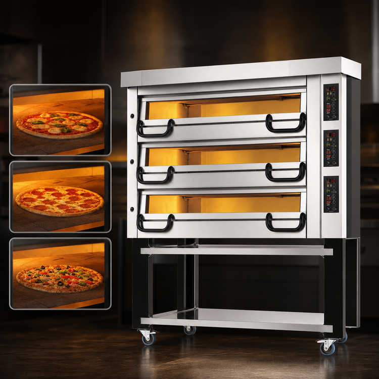 Product image #4 for PizzaMaster PM 723ED 3-Deck Electric Pizza Oven with Ceramic Clay Stones