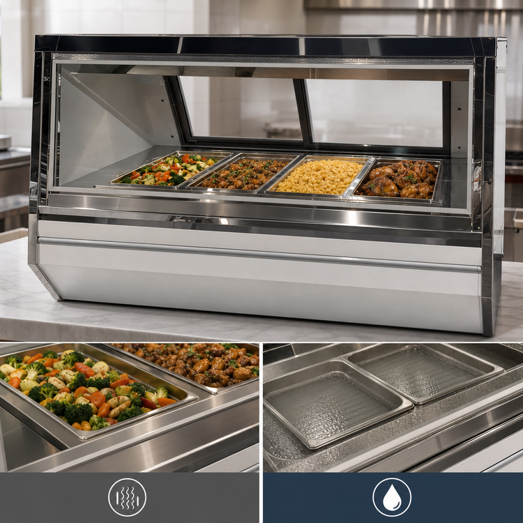 Product image #4 for Howard-McCray 72-Inch Full-Service Hot Food Case with 4 Wells, Wet or Dry Operation, Black Exterior