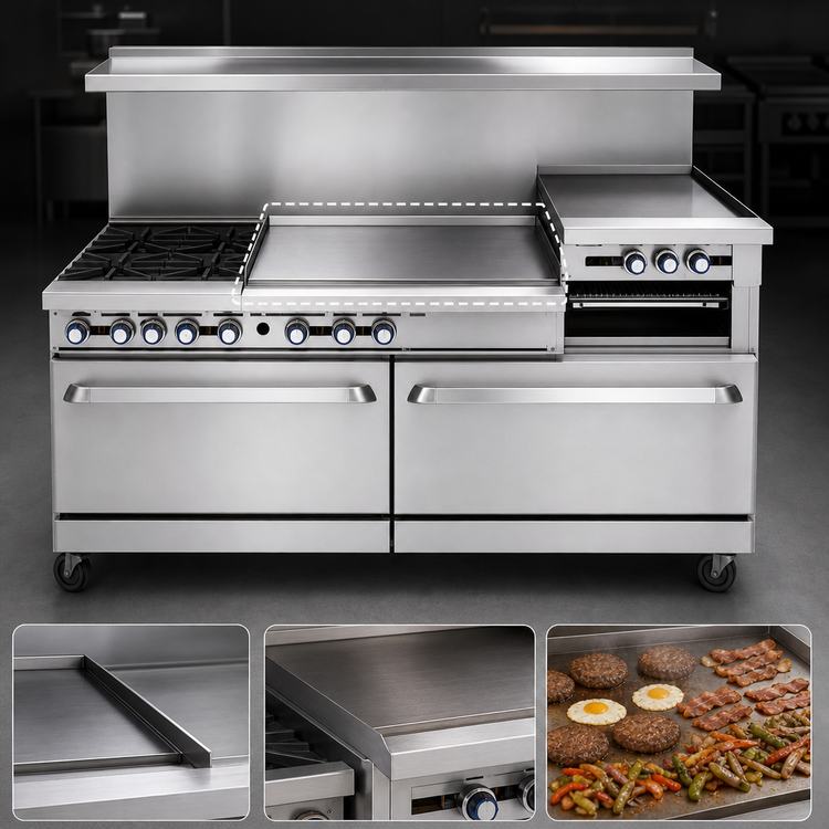 Product image #4 for Imperial Pro Series 60-Inch Gas Restaurant Range with 2 Open Burners, 48-Inch Griddle, and 2 Convection Ovens