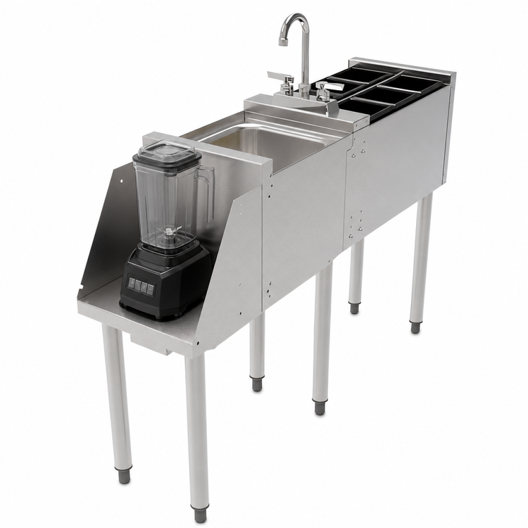 Product image #5 for Perlick Freestanding Underbar Blender Station with 18-Inch Stainless Steel Dump Sink and Recessed Blender Shelf