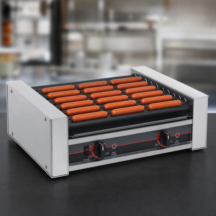 Product image #4 for Roll-A-Grill 18-Hot-Dog Capacity Roller Grill with 10 GripsIt Coated Rollers, 220V