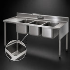 Thumbnail image #4 for Eagle Group 2200 Series B4L-22 48-Inch Three-Compartment Underbar Sink, Left Drainboard, 304 Stainless Steel, 10-Inch-Deep Bowls