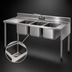 Thumbnail image #4 for Eagle Group 2200 Series 48-Inch x 24-Inch Three-Compartment Underbar Sink Unit with Left Drainboard