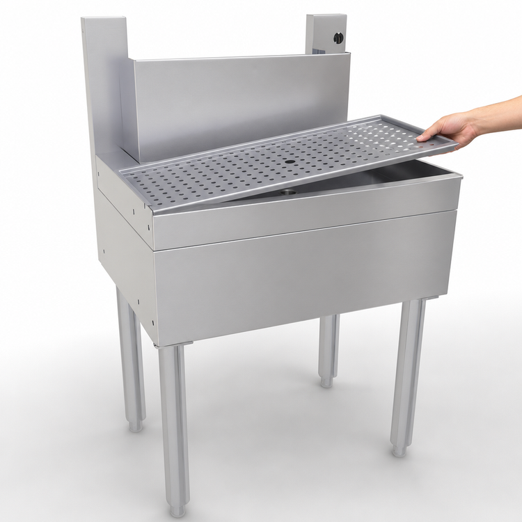 Product image #4 for Glastender 24-Inch Stainless Steel Underbar Beer Drainer with Front Drain Pan and Tubing Chase