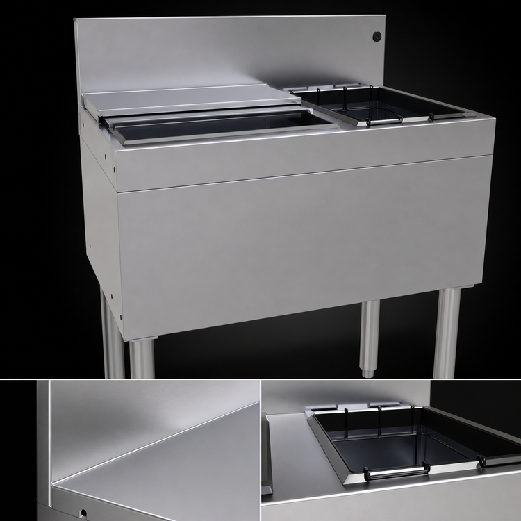 Product image #4 for Glastender 30-Inch Underbar Combo Ice Bin/Cocktail Unit with Right Bottle Well