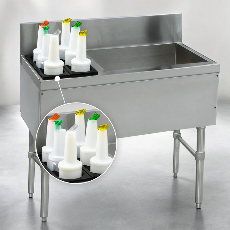 Product image #4 for Advance Tabco Prestige 36-Inch Stainless Steel Underbar Ice Chest with 10-Circuit Cold Plate and Bottle Storage Rack