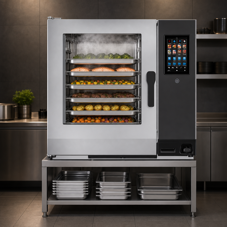 Product image #4 for Lainox Naboo 5.0 Electric Combi Oven with Direct Steam, 6 x 2/1 GN / 12 x 1/1 GN, Large Model with Stand