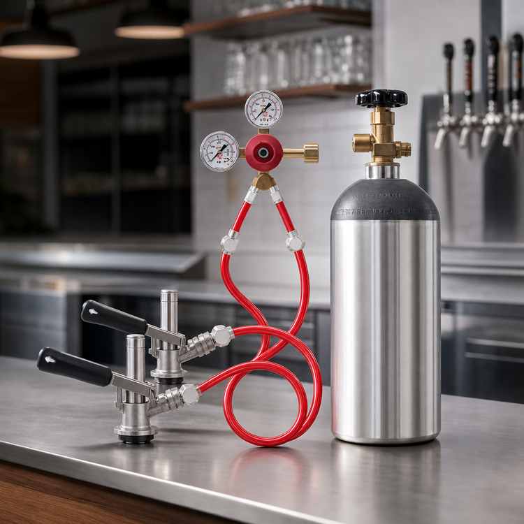 Product image #4 for Micro Matic D-System Keg Tapping Kit with 5 lb. Empty Aluminum CO2 Cylinder and Dual Gauge Regulator
