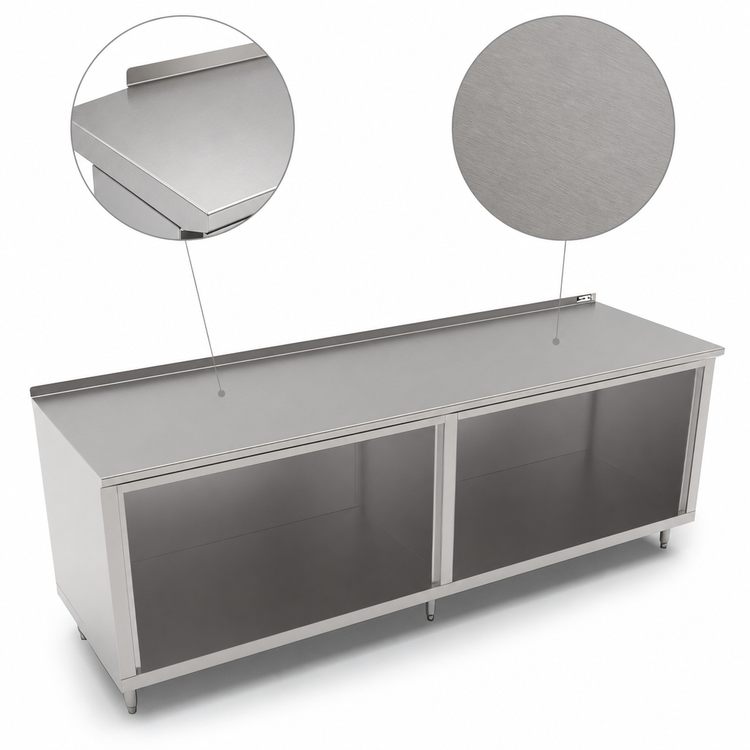 Product image #4 for John Boos 132-Inch x 30-Inch Open Front Cabinet Base Work Table, 14-Gauge Stainless Steel Top, 1-1/2-Inch Rear Riser
