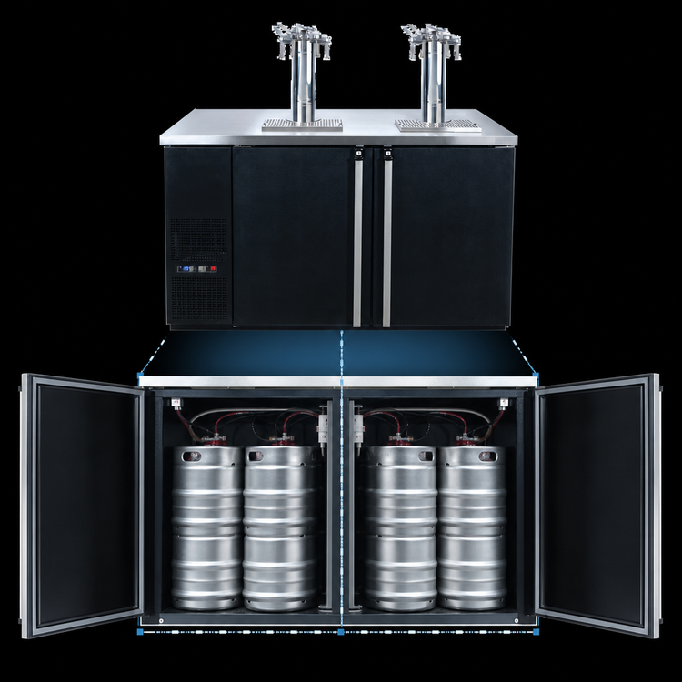 Product image #4 for Pro-Line E-Series Dual Temperature Wine Cooler Dispenser, 2-Section, 59-1/2 Inch Wide, Self-Contained, 8 1/6 Barrel Capacity