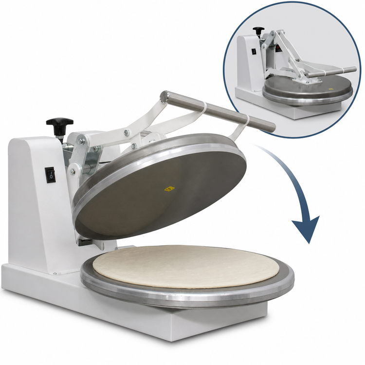 Product image #5 for DoughXpress Economy Manual Clamshell Pizza Dough Press with Heated Upper Platen, Up to 18-Inch Diameter, 120V