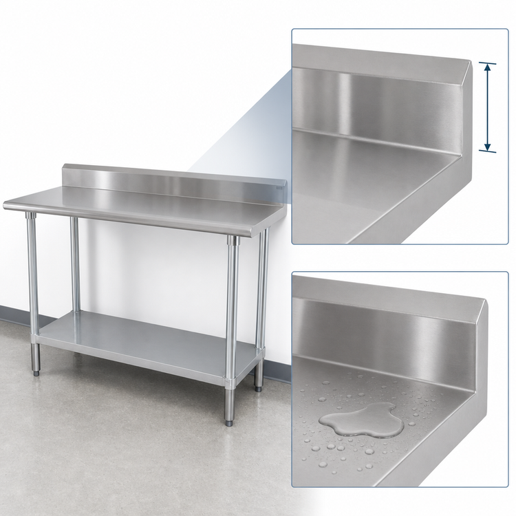Product image #4 for Advance Tabco Special Value 84-Inch x 24-Inch Stainless Steel Work Table with 5-Inch Backsplash and Adjustable Undershelf