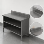 Thumbnail image #4 for John Boos EBOS6R5-3072 72 x 30-Inch Stainless Steel Open-Front Cabinet Base Work Table, 16-Gauge 300-Series Top, 5-Inch Backsplash