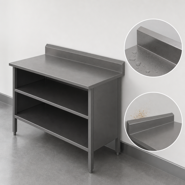 Product image #4 for John Boos Open Front Cabinet Base Work Table with 16-Gauge Stainless Steel Top and 5-Inch Backsplash, 72 x 30 Inches