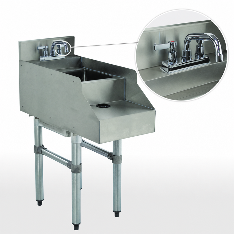 Product image #4 for Advance Tabco Special Value Series Underbar Blender Station with Dump Sink, 18-Inch Wide, Deck-Mount Faucet, 120V GFI Receptacle
