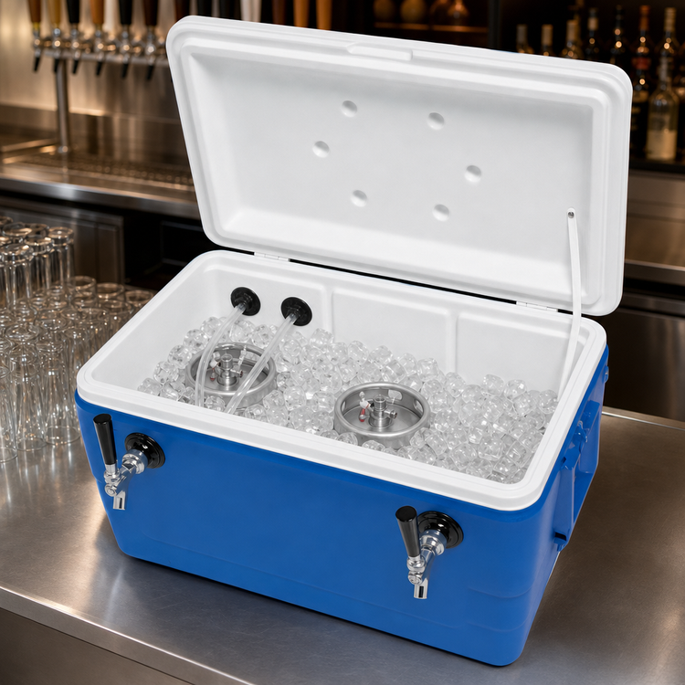 Product image #4 for Micro Matic USA 48-Quart Cold Plate Beer Cooler with 2 Faucets, Blue Plastic Ice Chest