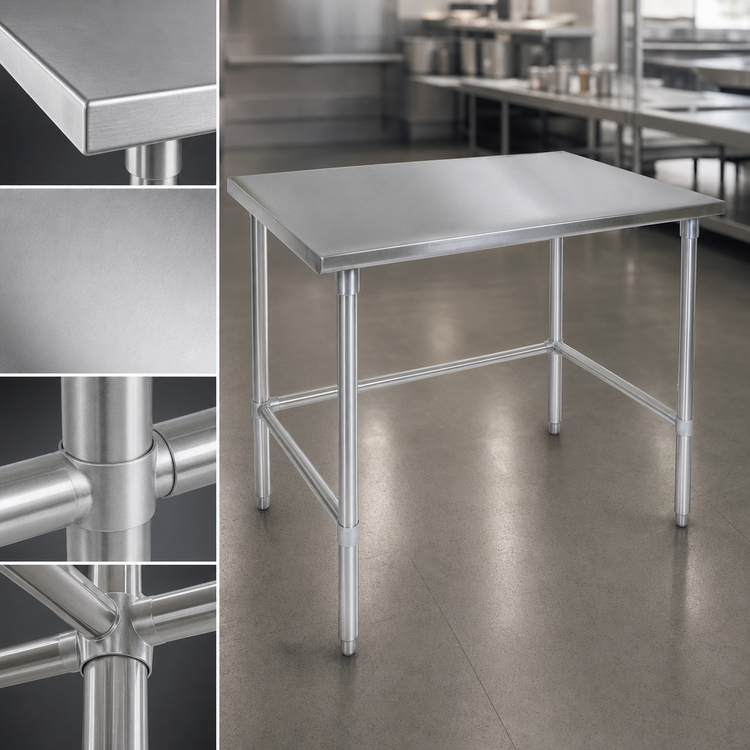 Product image #4 for John Boos Stallion 108 Inch x 24 Inch Stainless Steel Work Table with Stallion Safety Edge