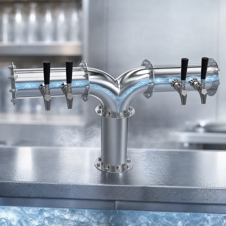 Product image #4 for Krowne KPY-4S Countertop Four-Faucet Glycol-Cooled Pipe Y-Tower Beer Tower, 30-Inch Overall Length