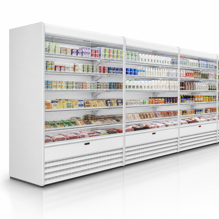 Product image #4 for Howard-McCray 35E Series 75" Vertical Dairy Open-Air Merchandiser, Remote Refrigeration, LED, White