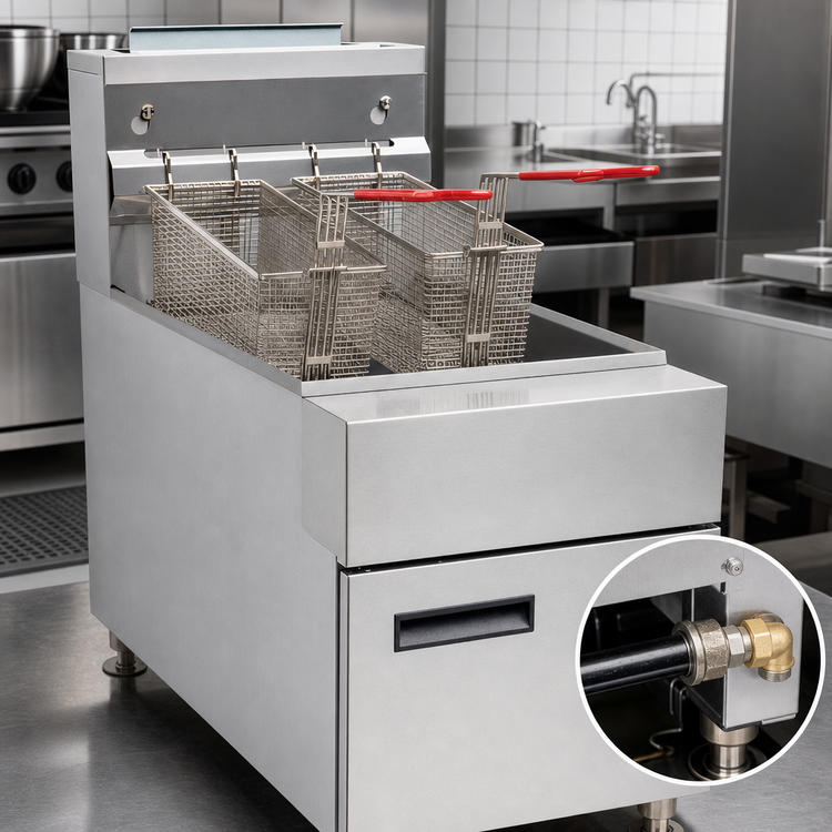 Product image #4 for 35 lb Countertop Natural Gas Tube-Type Deep Fryer with Stainless Steel Cold Zone Fry Pot