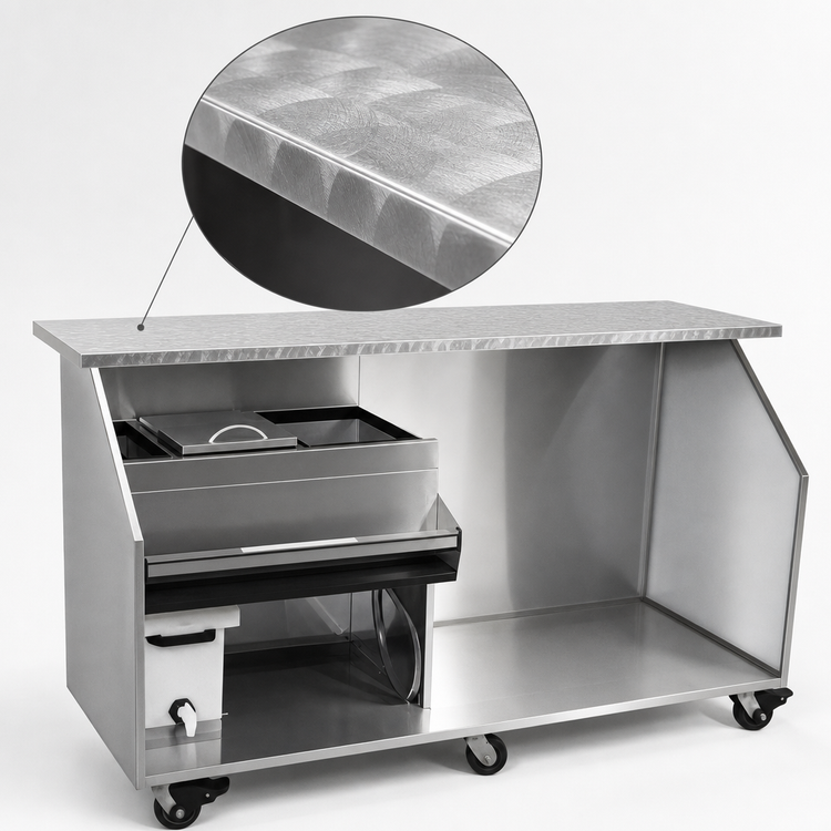 Product image #4 for Glastender 72-Inch Stainless Steel Portable Bar for Stackable Cups with Refrigerator Space