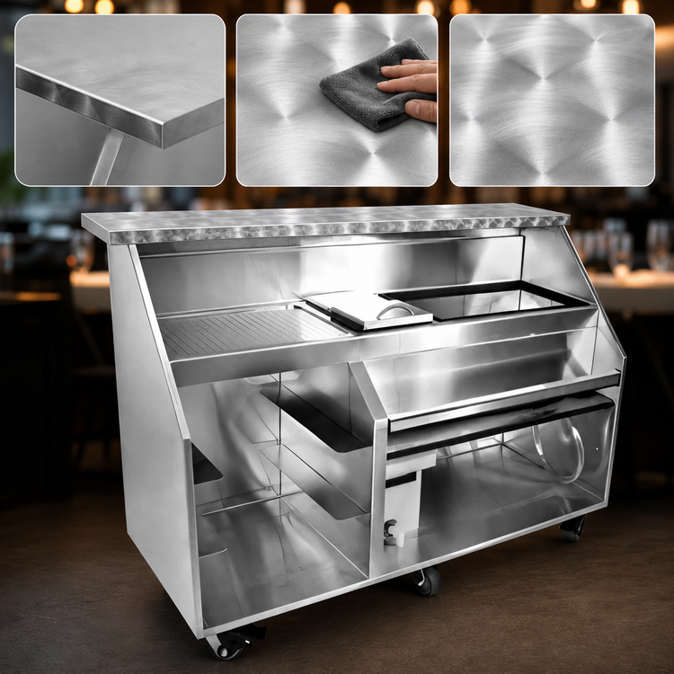 Product image #4 for Stainless Steel Portable Glassware Bar with 12-Inch Ice Bin and 36-Inch Beverage Compartment