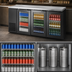 Thumbnail image #4 for True Two-Section Three-Door Glass Back Bar Cooler, 72 1/8-Inch, Black Exterior, Self-Contained Side-Mounted