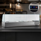 Thumbnail image #4 for Marra Forni GAC166 Refrigerated Countertop Condiment Rail, 65-1/2 Inch Wide, 7-Pan 1/3 Size Capacity, Glass Sneeze Guard