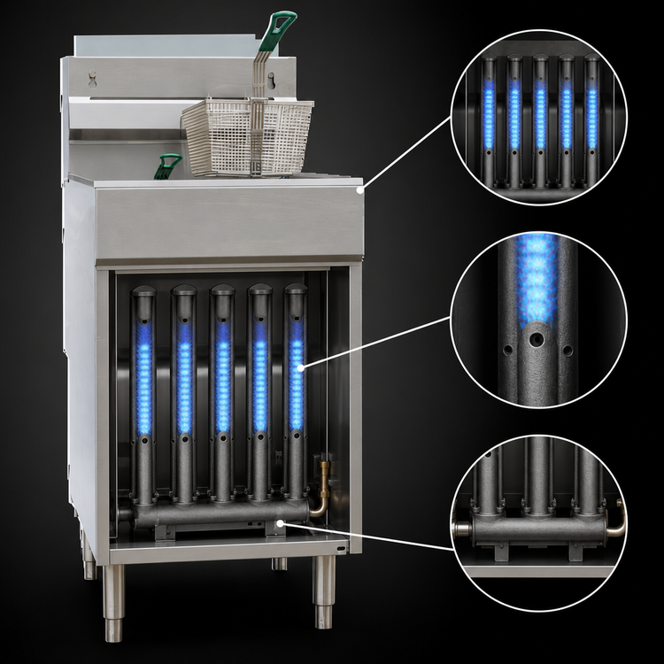 Product image #4 for Omcan Propane Gas Floor Fryer, Floor Model, 70 lb Oil Capacity, 150,000 BTU