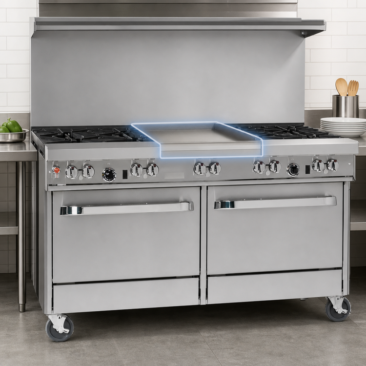 Product image #4 for Southbend Ultimate 60-Inch Commercial Gas Restaurant Range with 4 Open Burners, 36-Inch Griddle and 2 Standard Ovens