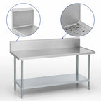 Thumbnail image #4 for Duke Manufacturing 314-36144-10R 144-Inch Stainless Steel Work Table with 10-Inch Riser, Marine Edge, and Galvanized Undershelf